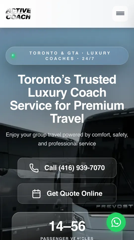 The same home page on mobile